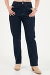 Pamuklu Yüksek Bel Düz Paça Jeans Kadın Kot Pantolon 7031007 KOYU MAVİ