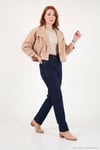 Pamuklu Yüksek Bel Düz Paça Jeans Kadın Kot Pantolon 7031007 KOYU MAVİ