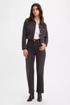 Pamuklu Yüksek Bel Düz Paça Ribcage Straight Ankle Jeans Kadın Kot Pantolon 72693-0134 ANTRASİT