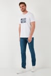 Pamuklu Yüksek Bel Slim Fit Jeans Erkek Kot Pantolon 6440305 LACİVERT