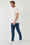 Pamuklu Yüksek Bel Slim Fit Jeans Erkek Kot Pantolon 6440305 KOYU MAVİ