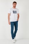 Pamuklu Yüksek Bel Slim Fit Jeans Erkek Kot Pantolon 6440305 LACİVERT