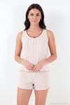Pamuklu Yumuşak Dokulu Desenli Şortlu Kadın Pijama Takımı 65770754 EKRU