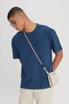Pamuku Loose Fit Bisiklet Yaka Erkek T Shirt L24157 1TF İNDİGO