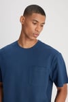 Pamuku Loose Fit Bisiklet Yaka Erkek T Shirt L24157 1TF İNDİGO