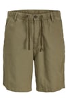 Pants Stüdio Jpstjaıden Pamuk ve Keten Karışımlı Jogger Erkek Short 12292332 KOYU HAKİ
