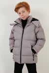 Peluş Astarlı Çıkarılabilir Kapüşonlu Cepli Kışlık Erkek Çocuk Mont 5761587 AÇIK GRİ