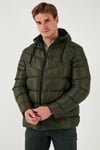 Peluş Astarlı Kapüşonlu Fermuarlı Slim Fit Şişme Erkek Mont 5762010 HAKİ