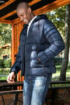 Peluş Astarlı Kapüşonlu Fermuarlı Slim Fit Şişme Erkek Mont 5762010 LACİVERT