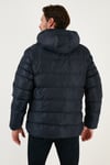 Peluş Astarlı Kapüşonlu Fermuarlı Slim Fit Şişme Erkek Mont 5762010 LACİVERT