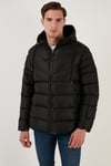 Peluş Astarlı Kapüşonlu Fermuarlı Slim Fit Şişme Erkek Mont 5762010 SİYAH