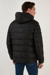 Peluş Astarlı Kapüşonlu Fermuarlı Slim Fit Şişme Erkek Mont 5762010 SİYAH
