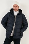 Peluş Astarlı Kapüşonlu Fermuarlı Slim Fit Şişme Erkek Mont 5762010 LACİVERT