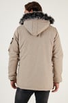 Peluş Astarlı Suya ve Rüzgara Dayanıklı Soğuk Geçirmez Slim Fit Erkek Mont 5711051 TAŞ