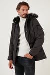 Peluş Astarlı Suya ve Rüzgara Dayanıklı Soğuk Geçirmez Slim Fit Erkek Mont 5711051 FÜME