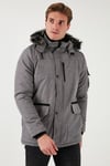 Peluş Astarlı Suya ve Rüzgara Dayanıklı Soğuk Geçirmez Slim Fit Erkek Mont 5711051 AÇIK GRİ
