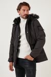Peluş Astarlı Suya ve Rüzgara Dayanıklı Soğuk Geçirmez Slim Fit Erkek Mont 5711051 FÜME