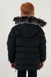 Peluş Astarlı Yakası Suni Kürklü Çıkarılabilir Kapüşonlu Kışlık Erkek Çocuk Mont 5761906 LACİVERT