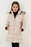 Peluş Astarlı Yakası Suni Kürklü Çıkarılabilir Kapüşonlu Kışlık Kız Çocuk Mont 5766038 TAŞ