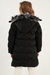 Peluş Astarlı Yakası Suni Kürklü Çıkarılabilir Kapüşonlu Kışlık Kız Çocuk Mont 5761905 SİYAH