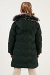 Peluş Astarlı Yakası Suni Kürklü Çıkarılabilir Kapüşonlu Kışlık Kız Çocuk Mont 5761905 HAKİ