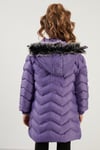 Peluş Astarlı Yakası Suni Kürklü Çıkarılabilir Kapüşonlu Kışlık Kız Çocuk Mont 5766041 LİLA