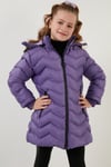 Peluş Astarlı Yakası Suni Kürklü Çıkarılabilir Kapüşonlu Kışlık Kız Çocuk Mont 5766041 LİLA