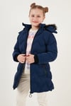 Peluş Astarlı Yakası Suni Kürklü Çıkarılabilir Kapüşonlu Kışlık Kız Çocuk Mont 5761905 SAKS