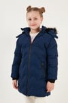 Peluş Astarlı Yakası Suni Kürklü Çıkarılabilir Kapüşonlu Kışlık Kız Çocuk Mont 5761905 SAKS