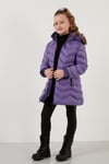 Peluş Astarlı Yakası Suni Kürklü Çıkarılabilir Kapüşonlu Kışlık Kız Çocuk Mont 5766041 LİLA