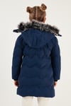 Peluş Astarlı Yakası Suni Kürklü Çıkarılabilir Kapüşonlu Kışlık Kız Çocuk Mont 5761905 SAKS