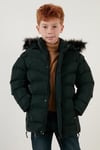 Peluş Astarlı Yakası Suni Kürklü Çıkarılabilir Kapüşonlu Kışlık Erkek Çocuk Mont 5761906 HAKİ