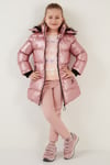 Peluş Astarlı Yakası Suni Kürklü Çıkarılabilir Kapüşonlu Kışlık Kız Çocuk Mont 5761908 PEMBE