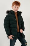 Peluş Astarlı Yakası Suni Kürklü Çıkarılabilir Kapüşonlu Kışlık Erkek Çocuk Mont 5761906 HAKİ