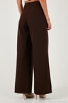 Pile Detaylı Wide Leg Yüksek Bel Geniş Paça Kadın Pantolon 6522016 KAHVE