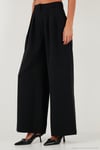Pile Detaylı Wide Leg Yüksek Bel Geniş Paça Kadın Pantolon 6522016 SİYAH