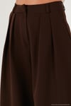 Pile Detaylı Wide Leg Yüksek Bel Geniş Paça Kadın Pantolon 6522016 KAHVE