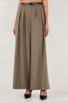 Pileli Wide Leg Yüksek Bel Geniş Paça Kemerli Palazzo Kadın Pantolon 68351070 KARAMEL