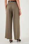 Pileli Wide Leg Yüksek Bel Geniş Paça Kemerli Palazzo Kadın Pantolon 68351070 KARAMEL