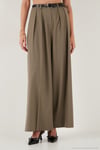 Pileli Wide Leg Yüksek Bel Geniş Paça Kemerli Palazzo Kadın Pantolon 68351070 KARAMEL