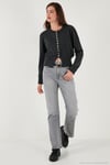 Premium Comfort Fit Yuvarlak Yaka Crop Triko Kadın Hırka 680HI00164 ANTRASİT