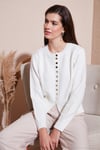 Premium Comfort Fit Yuvarlak Yaka Crop Triko Kadın Hırka 680HI00164 EKRU