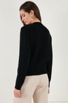 Premium Comfort Fit Yuvarlak Yaka Crop Triko Kadın Hırka 680HI00164 SİYAH