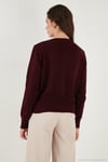 Premium Comfort Fit Yuvarlak Yaka Crop Triko Kadın Hırka 680HI00164 BORDO