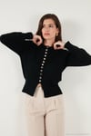 Premium Comfort Fit Yuvarlak Yaka Crop Triko Kadın Hırka 680HI00164 SİYAH