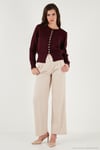 Premium Comfort Fit Yuvarlak Yaka Crop Triko Kadın Hırka 680HI00164 BORDO