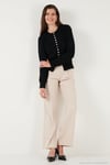 Premium Comfort Fit Yuvarlak Yaka Crop Triko Kadın Hırka 680HI00164 SİYAH