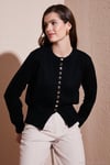 Premium Comfort Fit Yuvarlak Yaka Crop Triko Kadın Hırka 680HI00164 SİYAH