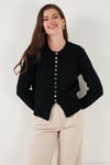 Premium Comfort Fit Yuvarlak Yaka Crop Triko Kadın Hırka 680HI00164 SİYAH
