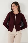 Premium Comfort Fit Yuvarlak Yaka Crop Triko Kadın Hırka 680HI00164 BORDO